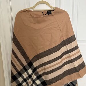 Plaid/Stripe Tan Poncho